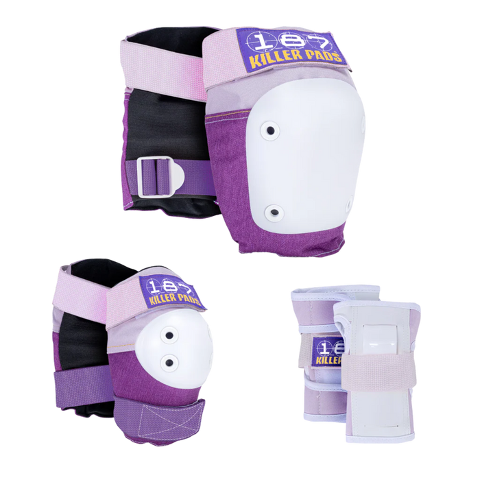 187 killer Pads - Purple Six Pack - Adult Knee/Elbow/Wrist Safety Gear Set