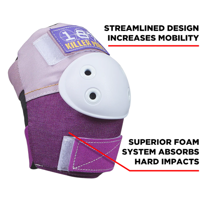 187 killer Pads - Purple Six Pack - Adult Knee/Elbow/Wrist Safety Gear Set