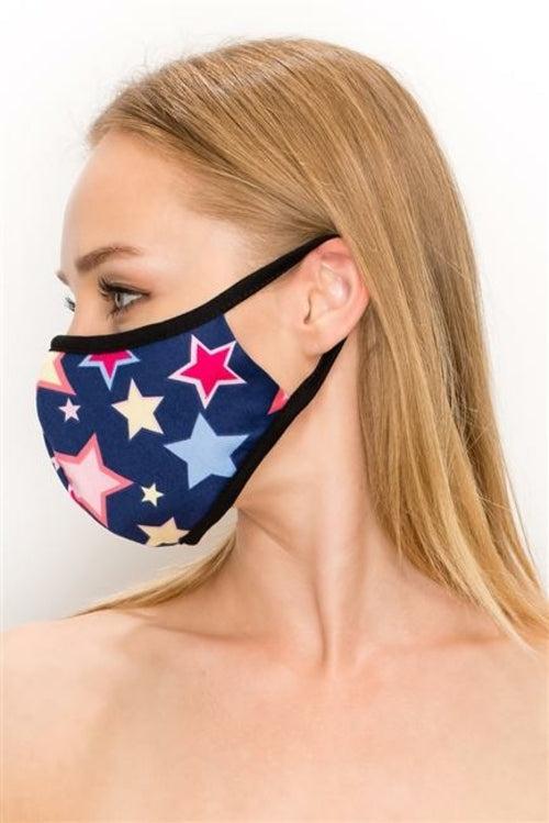 FASHION MASK 101-ST3-multi color star print double layer contoured