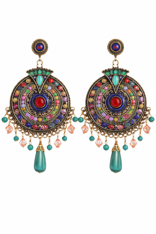 Multi-Color Tribal Boho Statement Earrings