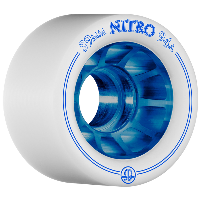 Rollerbones - Nitro 59mm 94A Blue/White Roller Derby Wheels (4 Pack)