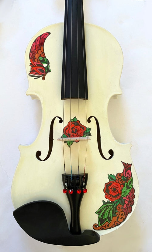 Rozanna's Butterfly Rose Tattoo White Violin Outfit | Crystal Fine