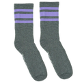Socco - Dark Heather Grey - Lilac Striped | Crew Skater Socks