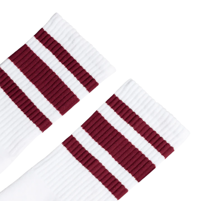 Socco - Maroon Striped Socks | White