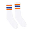 Socco - Orange and Blue Striped Socks | White