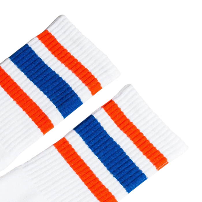 Socco - Orange and Blue Striped Socks | White