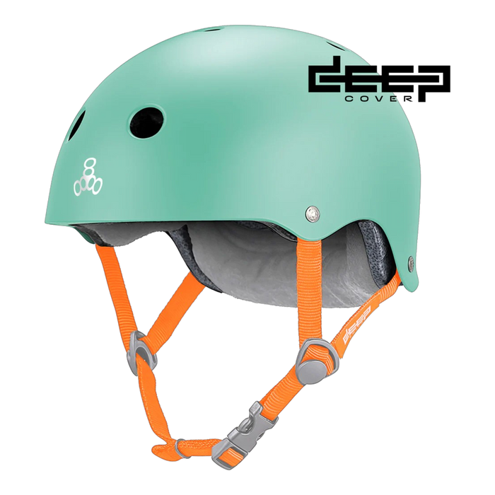 Triple 8 - Mint Matte w/ Orange Straps Deep Cover Helmet